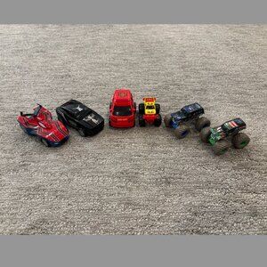 Cars+Trucks - Set of 6 - Spiderman - Monster Trucks - Grave Digger - Monster Jam